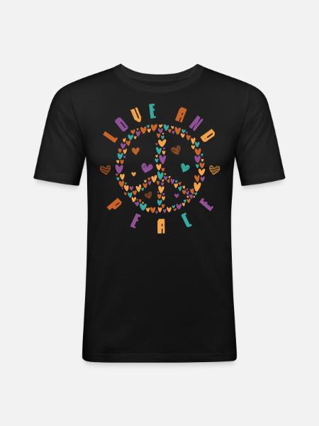 Peace and Love, Hippie Style - Men's Slim Fit T-Shirt - black