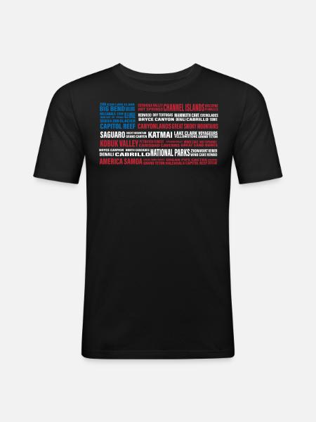 Amerikanske nasjonalparker, nasjonalpark, Denali, Redwood - Slim Fit T-skjorte for menn - svart