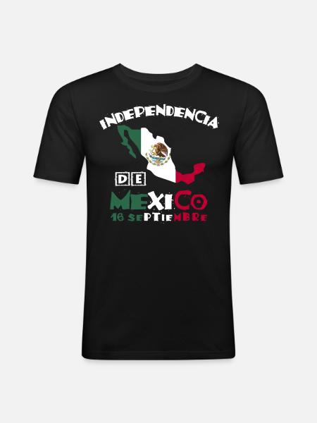 Independencia De Mexico, Mexican roots - Men's Slim Fit T-Shirt - black
