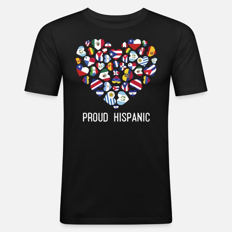 Stolzer Hispanic - Männer Slim Fit T-Shirt - Schwarz