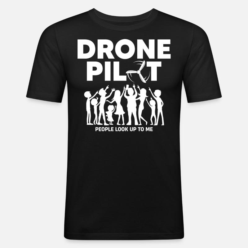 Drones, drones, drones volants - T-shirt près du corps Homme - noir