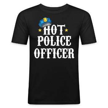 Polizeibeamter Uniformkostüm - Männer Slim Fit T-Shirt - Schwarz - Vorne - Nik (191cm)