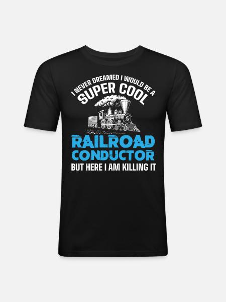 Railway Ladder, Railway Railfan - Men's Slim Fit T-Shirt - black
