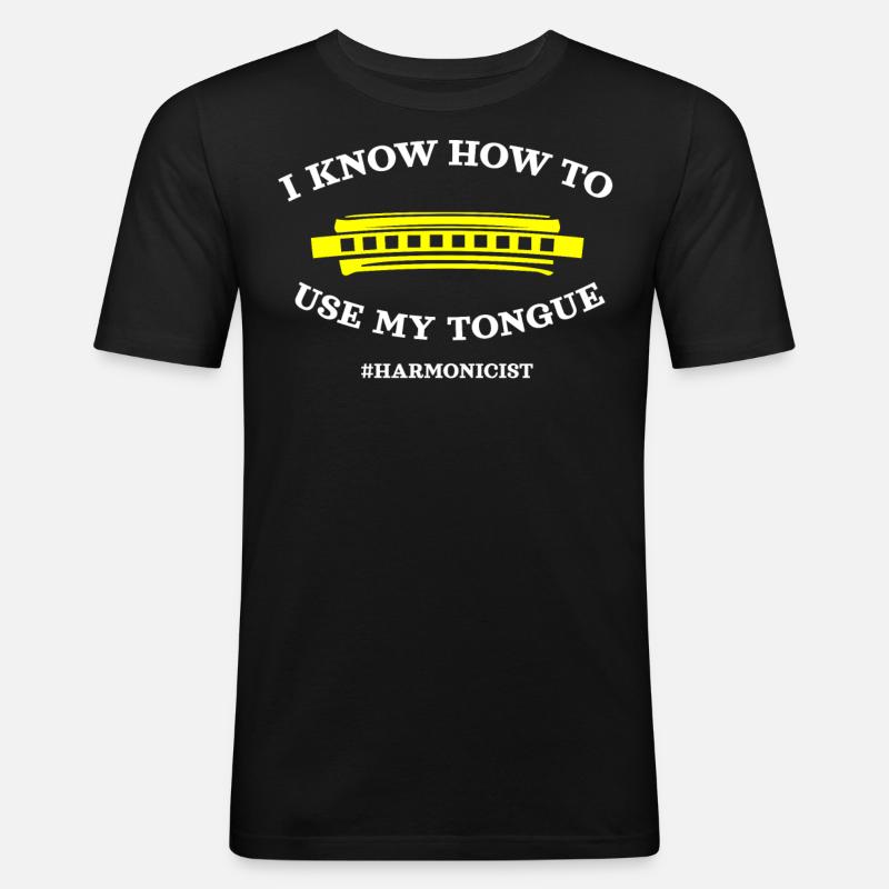 Harmonica player, Harmonica music - Men's Slim Fit T-Shirt - black