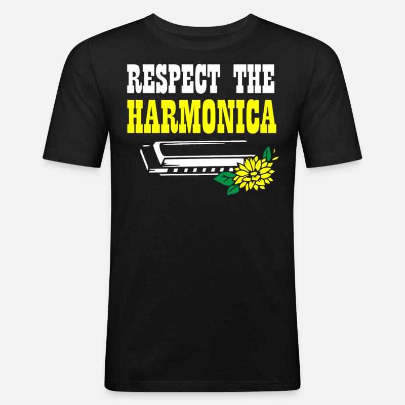 Harmonica player, Harmonica music - Men's Slim Fit T-Shirt - black