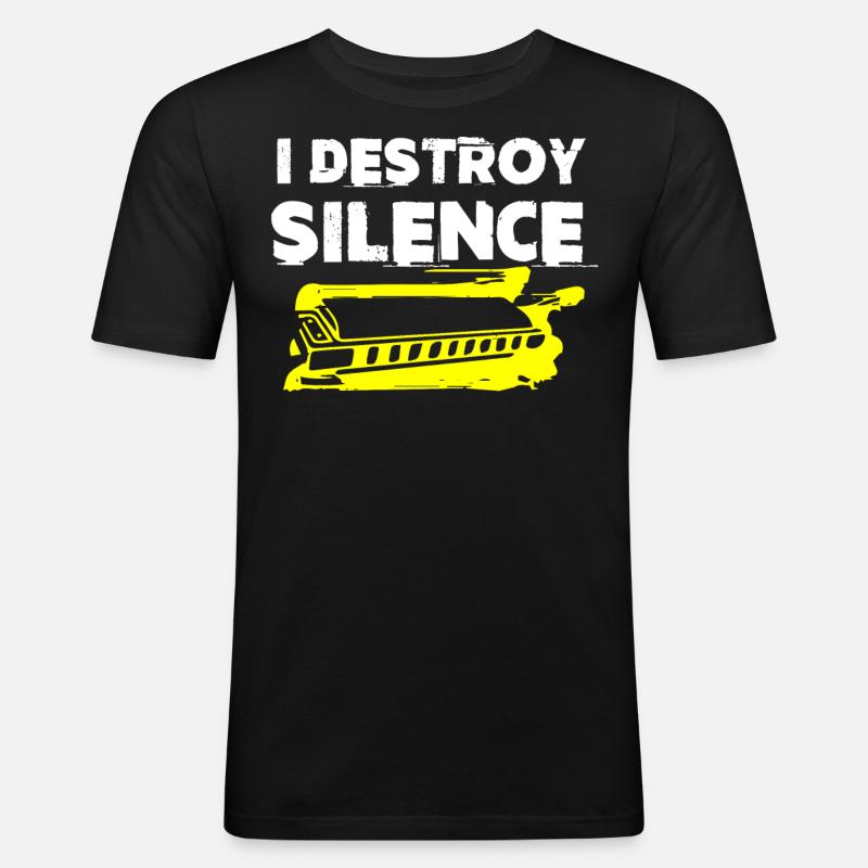 Harmonica player, Harmonica music - Men's Slim Fit T-Shirt - black