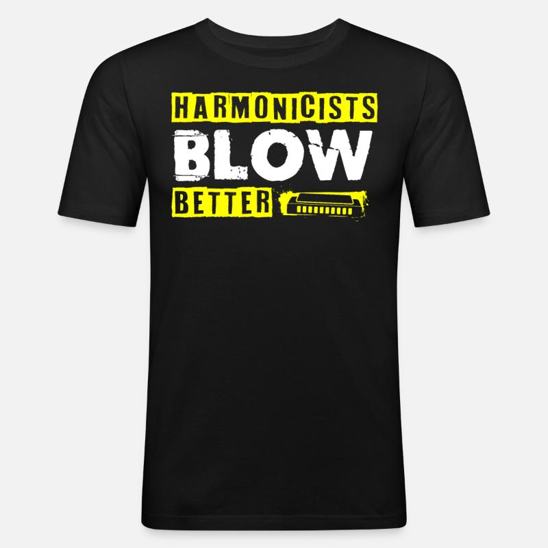 Harmonica player, Harmonica music - Men's Slim Fit T-Shirt - black
