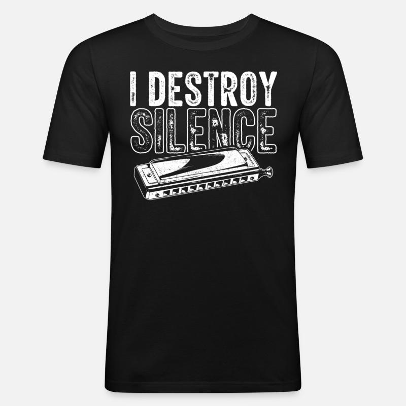 Harmonica player, Unny harmonica - Men's Slim Fit T-Shirt - black