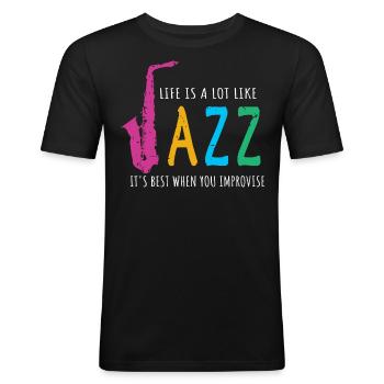 Musique jazz - Musiciens de jazz - T-shirt près du corps Homme - noir - Devant - Nik (191cm)