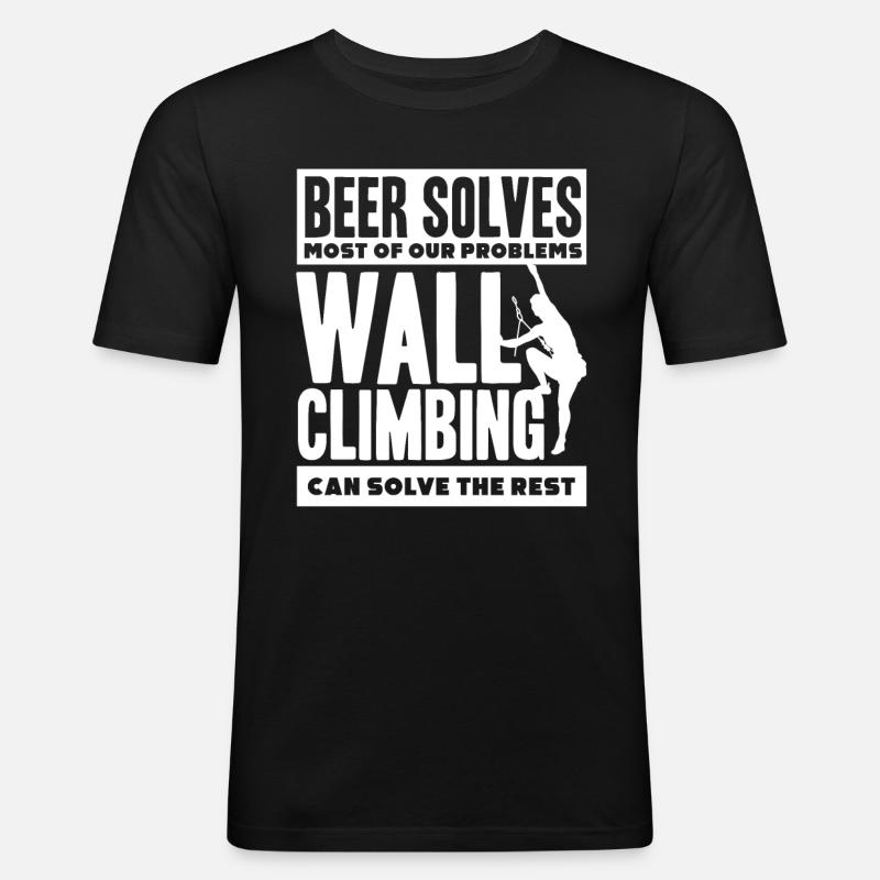 Wandkletterer, Wandklettern - Männer Slim Fit T-Shirt - Schwarz