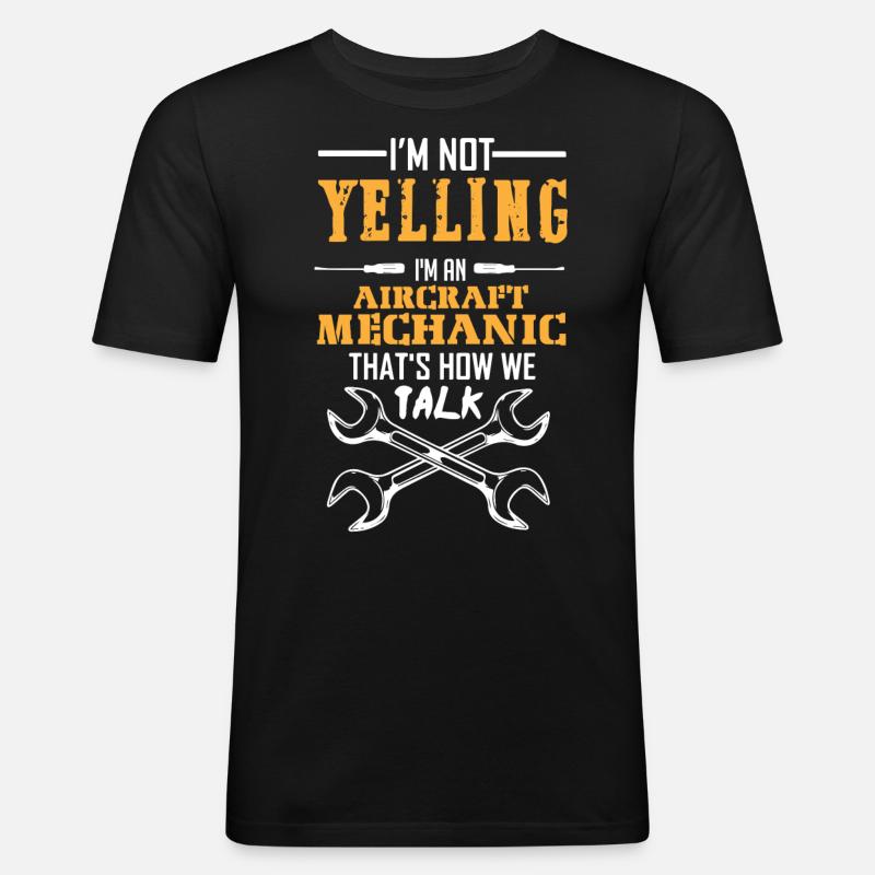 Flugzeugmechaniker - Männer Slim Fit T-Shirt - Schwarz