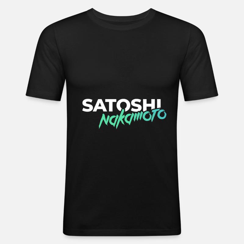 Satoshi Nakamoto - Männer Slim Fit T-Shirt - Schwarz