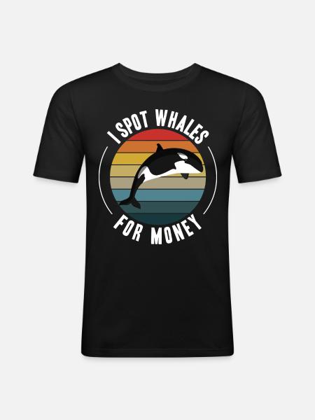 Wale beobachten - Männer Slim Fit T-Shirt - Schwarz