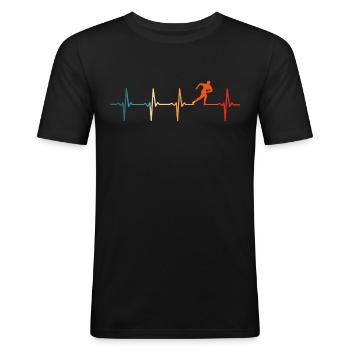 Rugby battement de coeur cadeau joueur de rugby - T-shirt près du corps Homme - noir - Devant - Nik (191cm)
