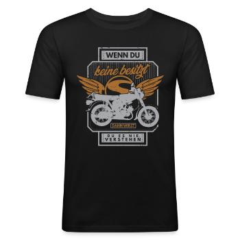 Simson, Simmi S51, Moped Geschenkidee Ossi 50ccm - Männer Slim Fit T-Shirt - Schwarz - Vorne - Nik (191cm)