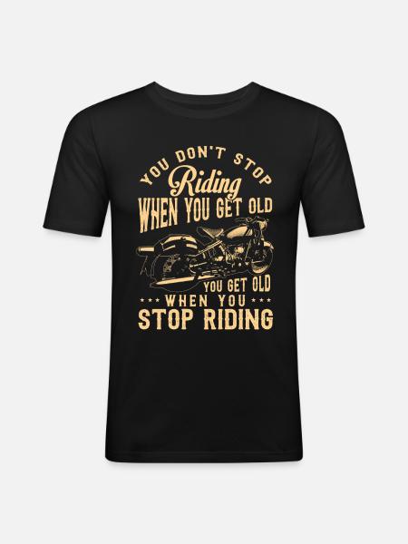 Motorrijder cadeau, motorrijder en motorrijder - Mannen slim fit T-shirt - zwart