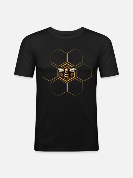 Bee Honeycomb Beekeeper Beekeeping - Men's Slim Fit T-Shirt - black