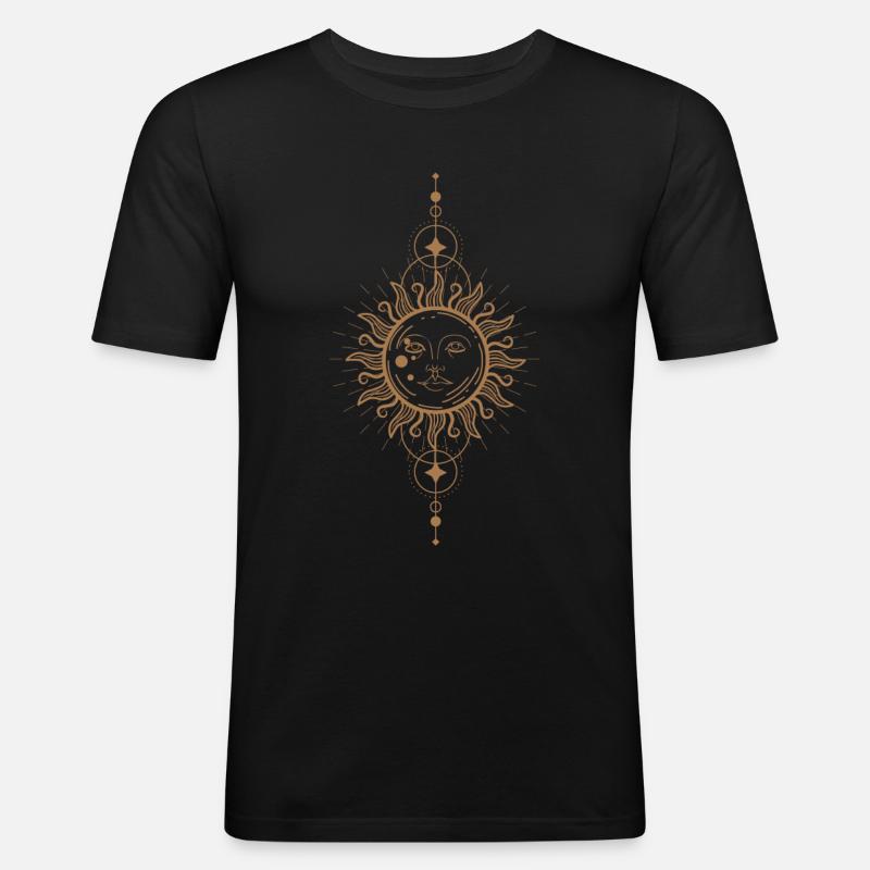 Boho Soleil &Boho Lune Céleste - T-shirt près du corps Homme - noir