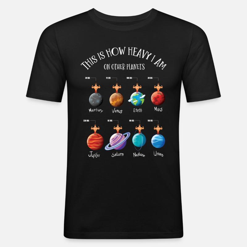 Planets, Universe, Heavy On Planets - Men's Slim Fit T-Shirt - black