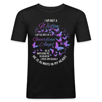 Widow, Huband Lost, Grief, Guardian Angel - Men's Slim Fit T-Shirt - black - Front - Nik (191cm)