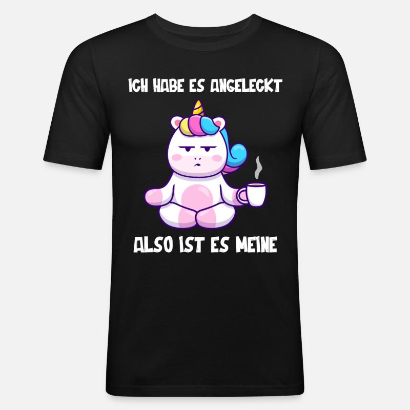 Einhorn, Lustiger Einhörner Spruch - Männer Slim Fit T-Shirt - Schwarz