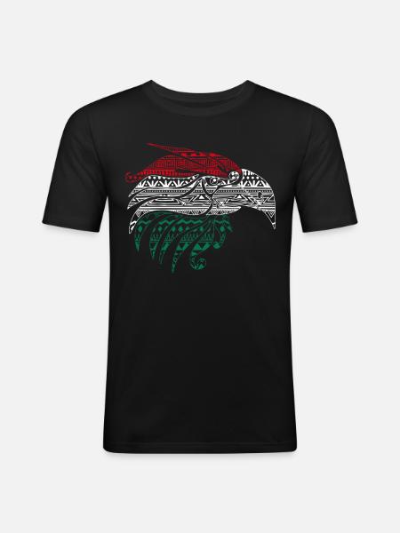 Mexican Eagle Aztec style, - Men's Slim Fit T-Shirt - black