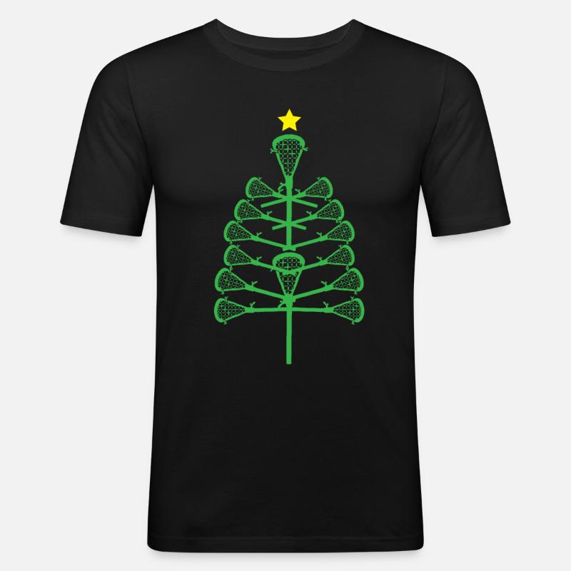 Lacrosse Weihnachtsbaum - Lacrosse Player - Männer Slim Fit T-Shirt - Schwarz