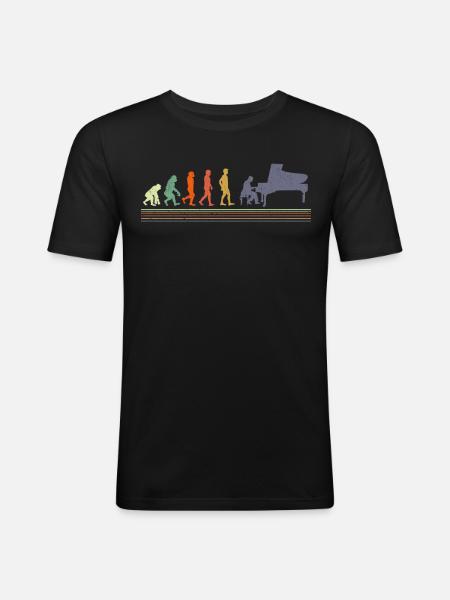 Piano Player Evolution Musician - Men's Slim Fit T-Shirt - black