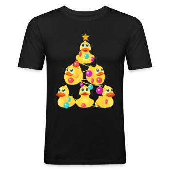 Gummi Ente Weihnachtsbaum - Männer Slim Fit T-Shirt - Schwarz - Vorne - Nik (191cm)
