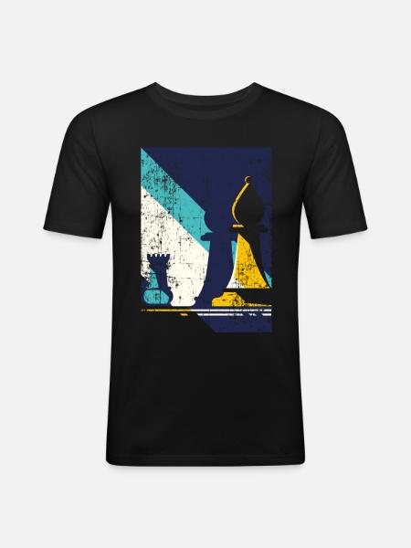 Retro Chess Player Gift - Men's Slim Fit T-Shirt - black
