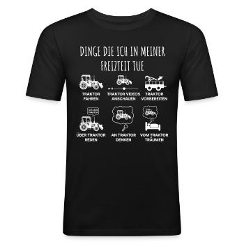 Traktoren, Traktor, Bauer, Landwirt - Männer Slim Fit T-Shirt - Schwarz - Vorne - Nik (191cm)