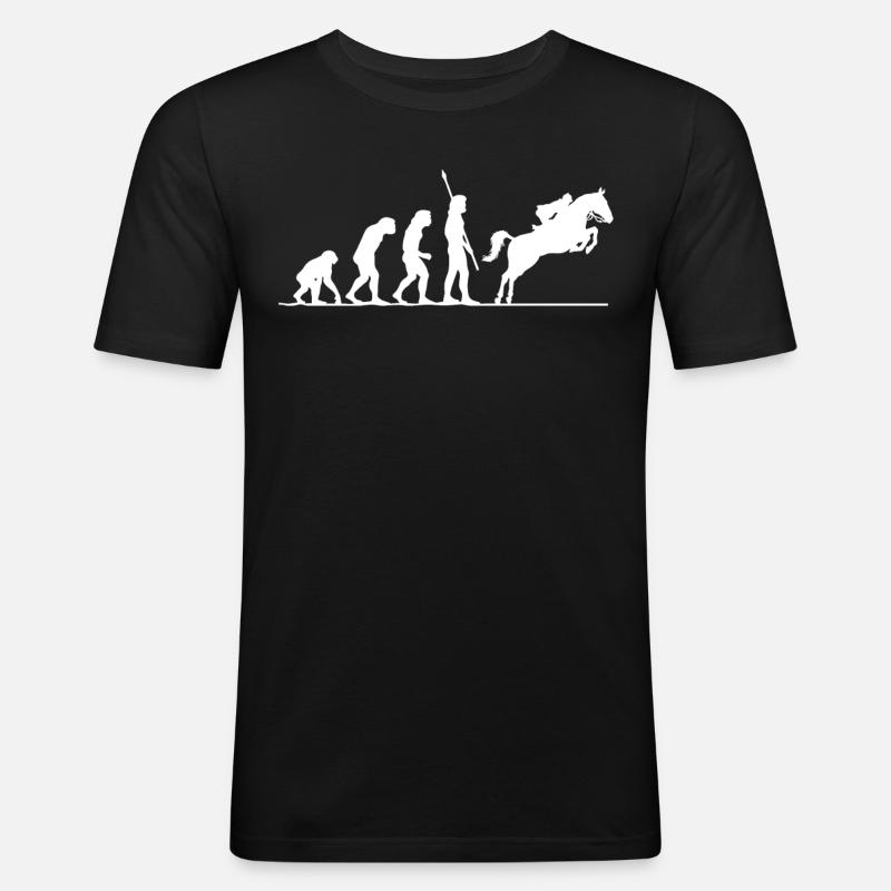 Evolution Des Reitens, Pferd, Pferde - Männer Slim Fit T-Shirt - Schwarz