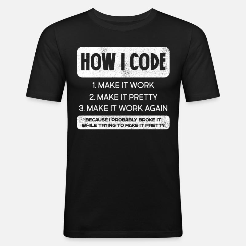 Programmeur, Code, Nerd, Programmation - T-shirt près du corps Homme - noir
