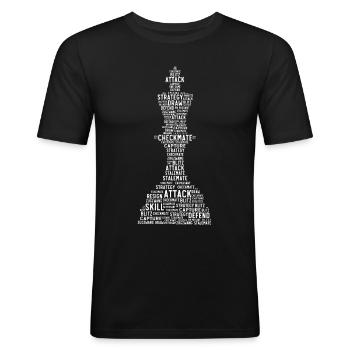 Schachkönig Word Cloud, Schachspieler - Männer Slim Fit T-Shirt - Schwarz - Vorne - Nik (191cm)