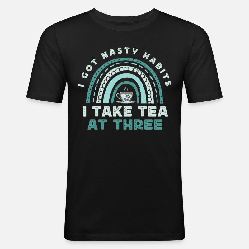 Teeliebhaber, Teetrinker, Teezeit - Männer Slim Fit T-Shirt - Schwarz