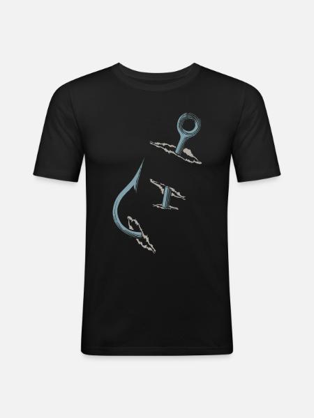 Fishermen, fishing, fishing hooks - Men's Slim Fit T-Shirt - black