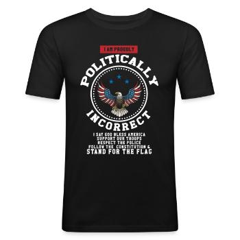 Politically Incorrect, Follow The Constitution - Men's Slim Fit T-Shirt - black - Front - Nik (191cm)