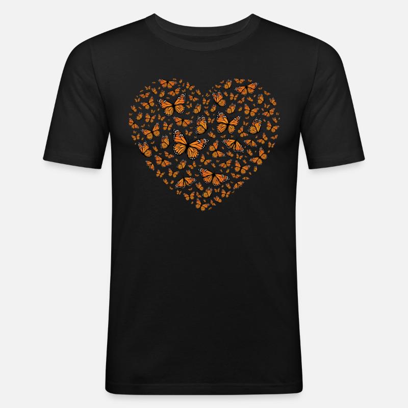 Monarchfalter - Männer Slim Fit T-Shirt - Schwarz