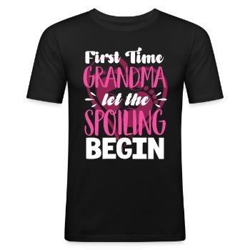 Grand-mère pour la première fois - T-shirt près du corps Homme - noir - Devant - Nik (191cm)