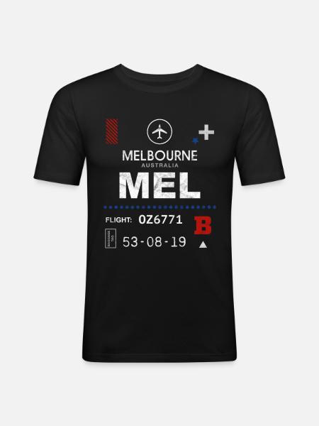 Étiquette d’aéroport de Melbourne - T-shirt près du corps Homme - noir