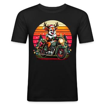 Simson S51 Enduro - Weihnachts - für Ihn lustiges - Männer Slim Fit T-Shirt - Schwarz - Vorne - Nik (191cm)