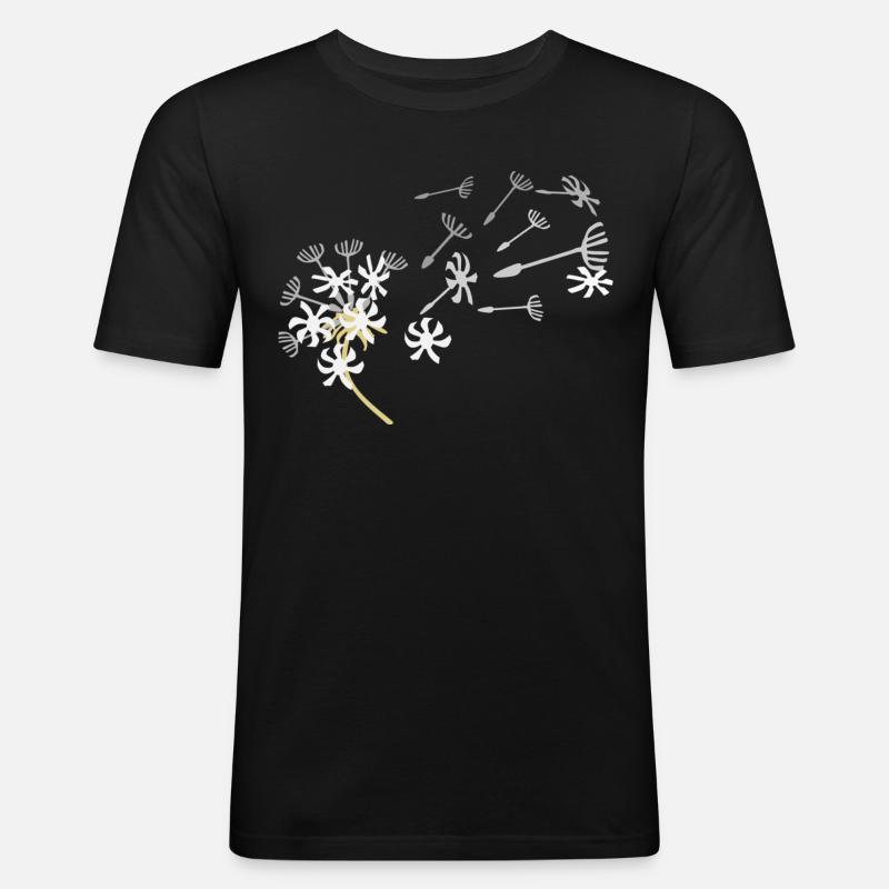 Pusteblume Samenflug Design - Männer Slim Fit T-Shirt - Schwarz