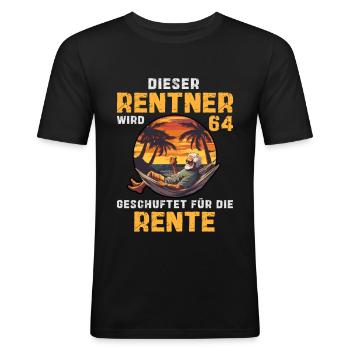 Lustig Rentner 64 Geburtstag Senioren Rente Beruf - Männer Slim Fit T-Shirt - Schwarz - Vorne - Nik (191cm)