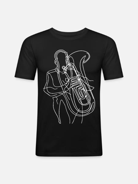 Tuba Player Line Art - Men's Slim Fit T-Shirt - black