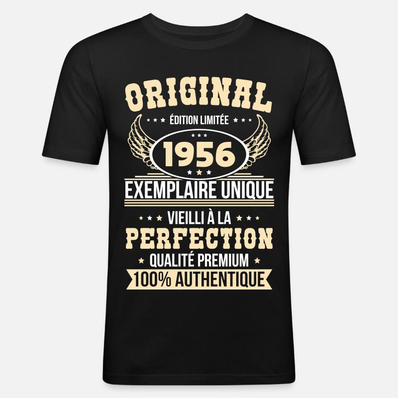 1956 – Einzigartiges Exemplar – Premiumqualität - Männer Slim Fit T-Shirt - Schwarz