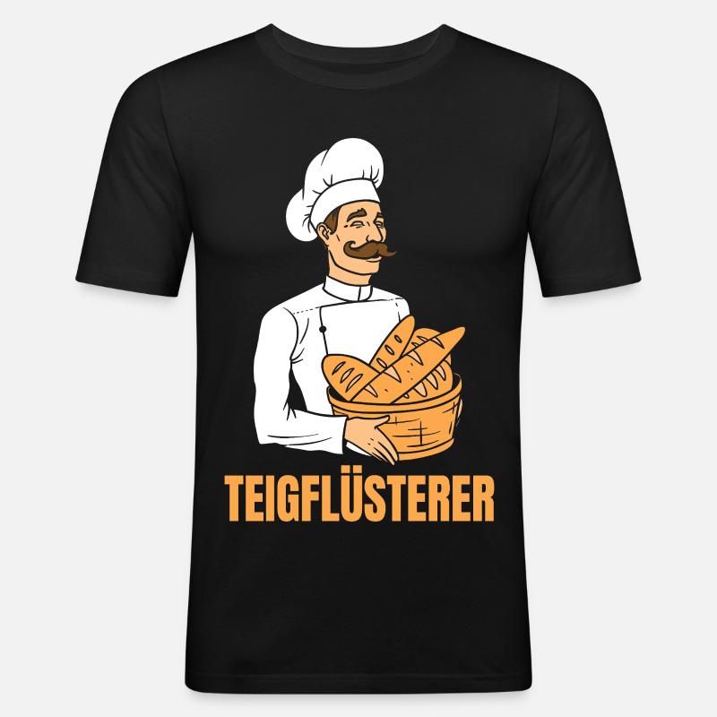 Bäcker Brotkorb Bäckermütze Teigflüsterer - Männer Slim Fit T-Shirt - Schwarz