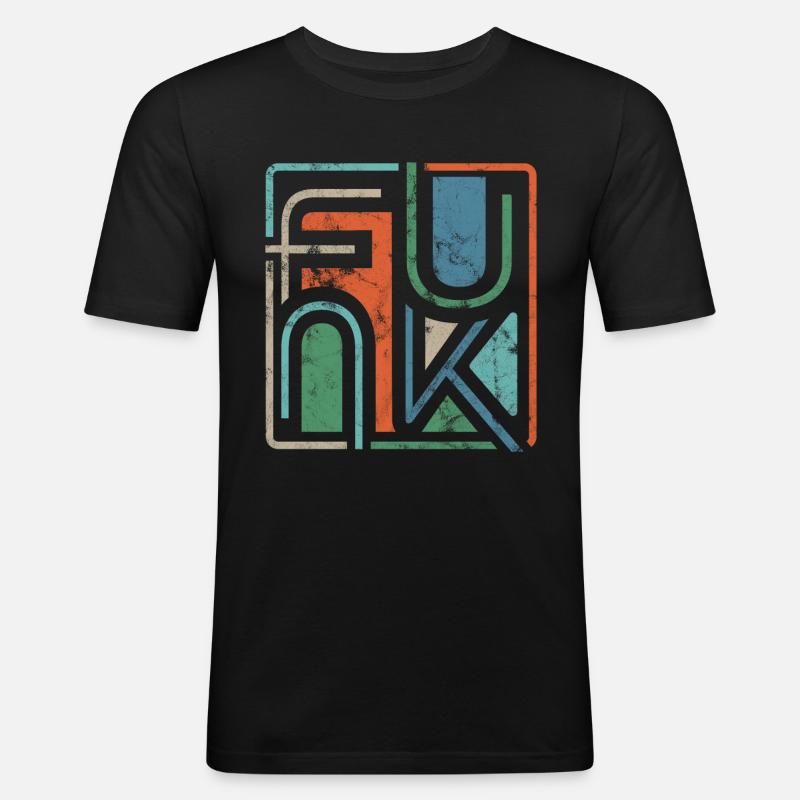 Funk Funky Retro - Männer Slim Fit T-Shirt - Schwarz
