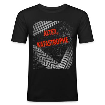 Vieille catastrophe - Pistes - T-shirt près du corps Homme - noir - Devant - Nik (191cm)