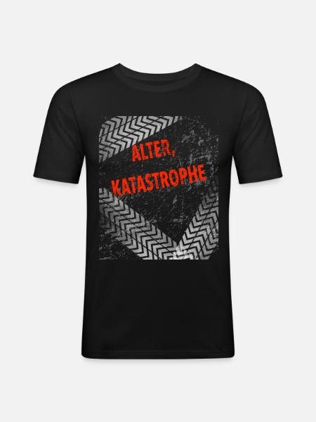 Alter Katastrophe - Tracks - Männer Slim Fit T-Shirt - Schwarz