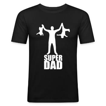 SuperDad - Männer Slim Fit T-Shirt - Schwarz - Vorne - Nik (191cm)